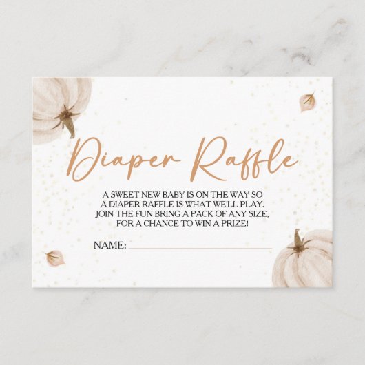 Onze kleine pompoen Baby shower luier Raffle Informatiekaartje (Voorkant)
