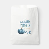 Onze kleine pompoen blauw 1e verjaardag bedankzakje (Voorkant)