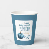 Onze kleine pompoen blauw 1e verjaardag papieren bekers (Voorkant)