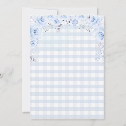 Onze kleine pompoen blauw gingham wit 1e verjaarda kaart (Achterkant)