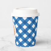 Onze kleine pompoen blauw plaid eerste verjaardag papieren bekers (Links)