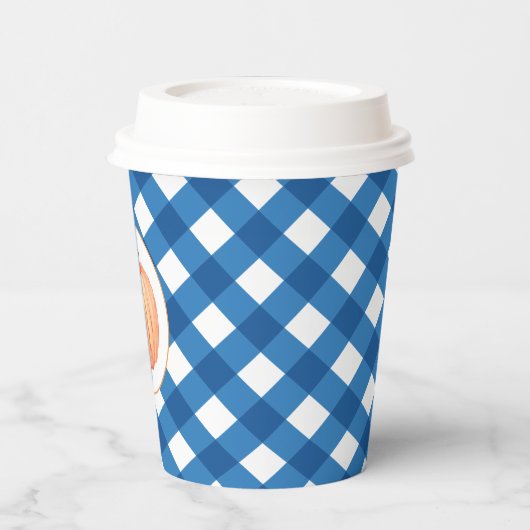 Onze kleine pompoen blauw plaid eerste verjaardag papieren bekers (Links)