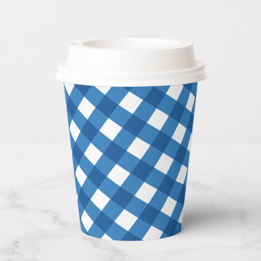 Onze kleine pompoen blauw plaid eerste verjaardag papieren bekers (Achterkant)