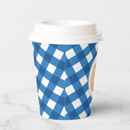 Onze kleine pompoen blauw plaid eerste verjaardag papieren bekers (Rechts)