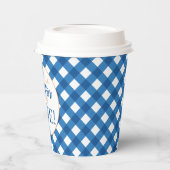 Onze kleine pompoen blauw plaid eerste verjaardag  papieren bekers (Links)