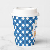 Onze kleine pompoen blauw plaid eerste verjaardag  papieren bekers (Rechts)