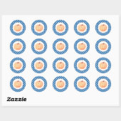 Onze kleine pompoen blauw plaid eerste verjaardag ronde sticker (Vel)