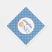 Onze kleine pompoen blauw plaid eerste verjaardag servet (Hoek)