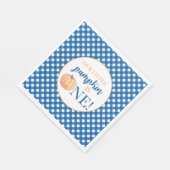 Onze kleine pompoen blauw plaid eerste verjaardag  servet (Hoek)