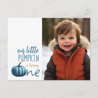 Onze Kleine Pompoen Blauwe 1e Verjaardag  Briefkaart