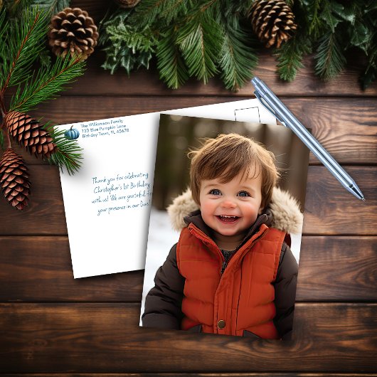 Onze Kleine Pompoen Blauwe Bedankkaart Briefkaart