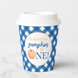 Onze Kleine Pompoen blauwe geruite eerste verjaard Papieren Bekers