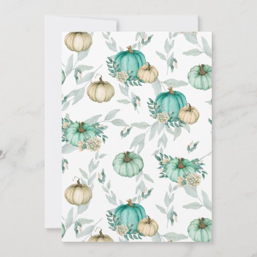 Onze kleine pompoen Blauwgroen en witte eerste ver Kaart (Achterkant)