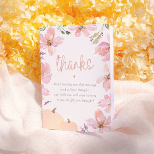 Onze kleine pompoen Bloemen Baby shower Dank u Bedankkaart