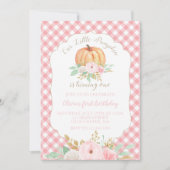 Onze Kleine Pompoen bloemenen roze geruite verjaar Kaart (Voorkant)