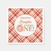 Onze kleine pompoen bloemenplaid 1e verjaardag servet (Voorkant)