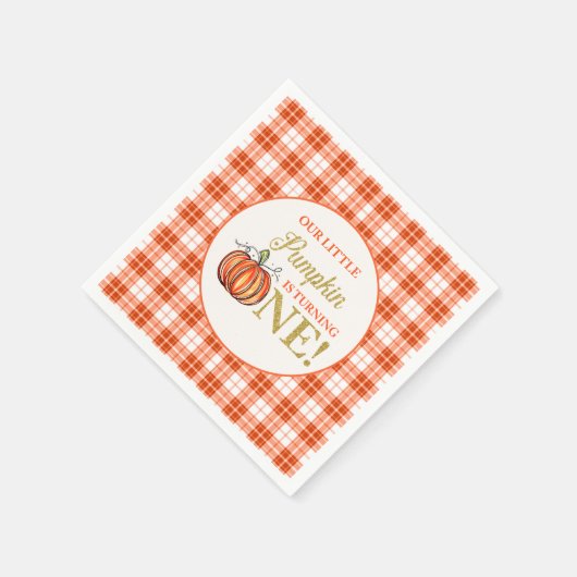 Onze kleine pompoen bloemenplaid 1e verjaardag servet (Hoek)