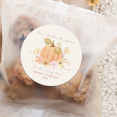 Onze kleine pompoen bloemenverjaardag ronde sticker