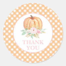 Onze kleine pompoen bloemige eerste verjaardag Dan Ronde Sticker