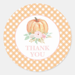 Onze kleine pompoen bloemige eerste verjaardag Dan Ronde Sticker