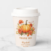Onze kleine pompoen bloemige Herfst Baby shower gu Papieren Bekers (Achterkant)
