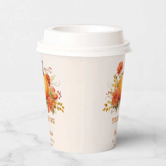 Onze kleine pompoen bloemige Herfst Baby shower gu Papieren Bekers (Rechts)