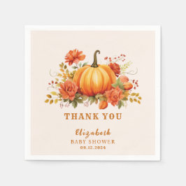 Onze kleine pompoen bloemige Herfst Baby shower gu Servet