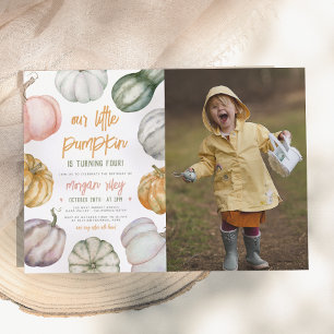 Onze Kleine Pompoen Boho Herfst Verjaardagsfeest F Kaart