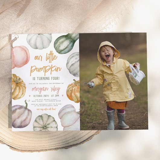 Onze Kleine Pompoen Boho Herfst Verjaardagsfeest F Kaart