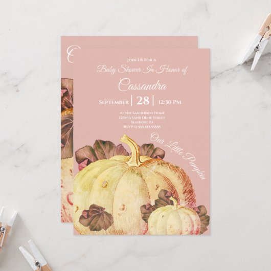 Onze kleine pompoen BOHO Mauve Baby Girl Shower (Voorkant / Achterkant in situ)