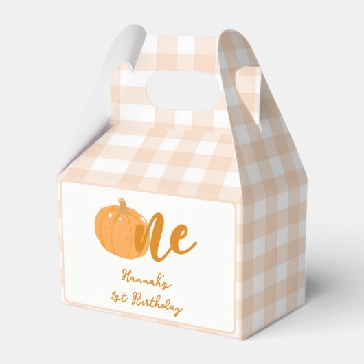Onze kleine pompoen Boho Sinaasappel 1e verjaardag Bedankdoosjes (Voorkant Zijde)
