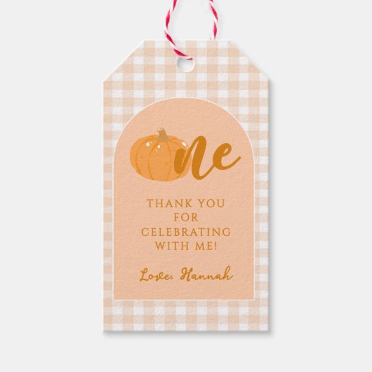Onze kleine pompoen Boho Sinaasappel 1e verjaardag Cadeaulabel (Voorkant)