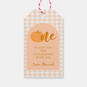 Onze kleine pompoen Boho Sinaasappel 1e verjaardag Cadeaulabel (Achterkant)