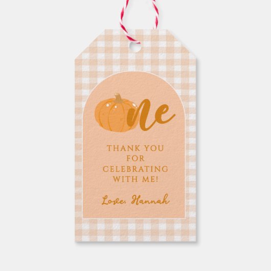 Onze kleine pompoen Boho Sinaasappel 1e verjaardag Cadeaulabel (Achterkant)