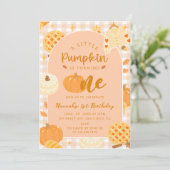 Onze kleine pompoen Boho Sinaasappel 1e verjaardag Kaart (Staand voorkant)