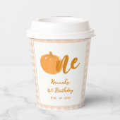 Onze kleine pompoen Boho Sinaasappel 1e verjaardag Papieren Bekers (Achterkant)