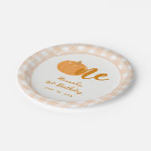 Onze kleine pompoen Boho Sinaasappel 1e verjaardag Papieren Bordje (Gekanteld)