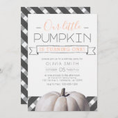 Onze Kleine Pompoen Buffalo Plaid Herfst 1e verjaa Kaart (Voorkant / Achterkant)