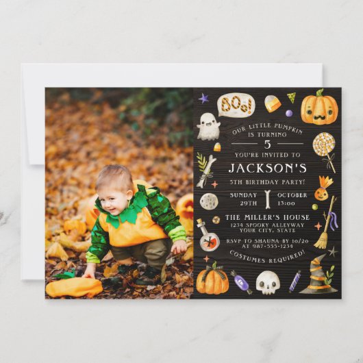 Onze kleine pompoen | Cute Halloween Birthday Part Kaart (Voorkant)