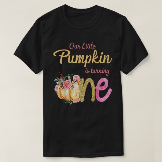 Onze kleine pompoen draaien 1 Herfst 1e verjaardag T-shirt (Design voorkant)