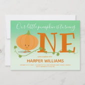 Onze kleine pompoen draaien een 1e verjaardag groe kaart (Voorkant)