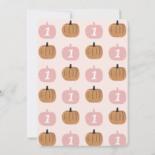 Onze kleine pompoen draaien een eerste verjaardag kaart (Achterkant)