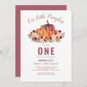 Onze kleine pompoen draaien een eerste verjaardag kaart (Voorkant / Achterkant)