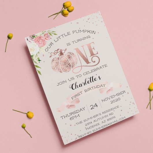 Onze kleine pompoen draaien één eerste verjaardag kaart