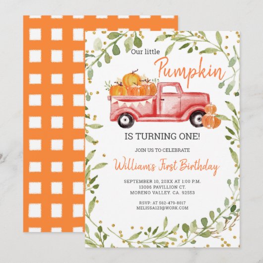 Onze kleine pompoen draaien een kaart (Voorkant / Achterkant)