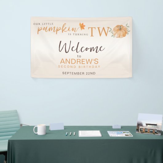 Onze kleine pompoen draaien TW Herfst 2e verjaarda Spandoek (Beurs)