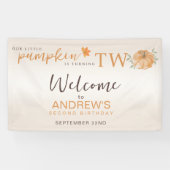 Onze kleine pompoen draaien TW Herfst 2e verjaarda Spandoek (Horizontaal)