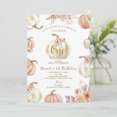 Onze kleine pompoen draait aan één ivoren pompoen kaart (Staand voorkant)