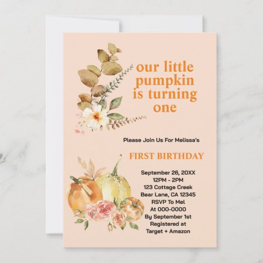 Onze kleine pompoen draait één groene foto kaart (Voorkant)