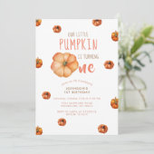 Onze kleine pompoen draait één uitnodiging (Staand voorkant)
